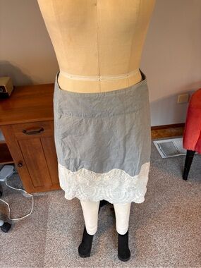 Snak Light Blue Mini Skirt with White Lace Trim